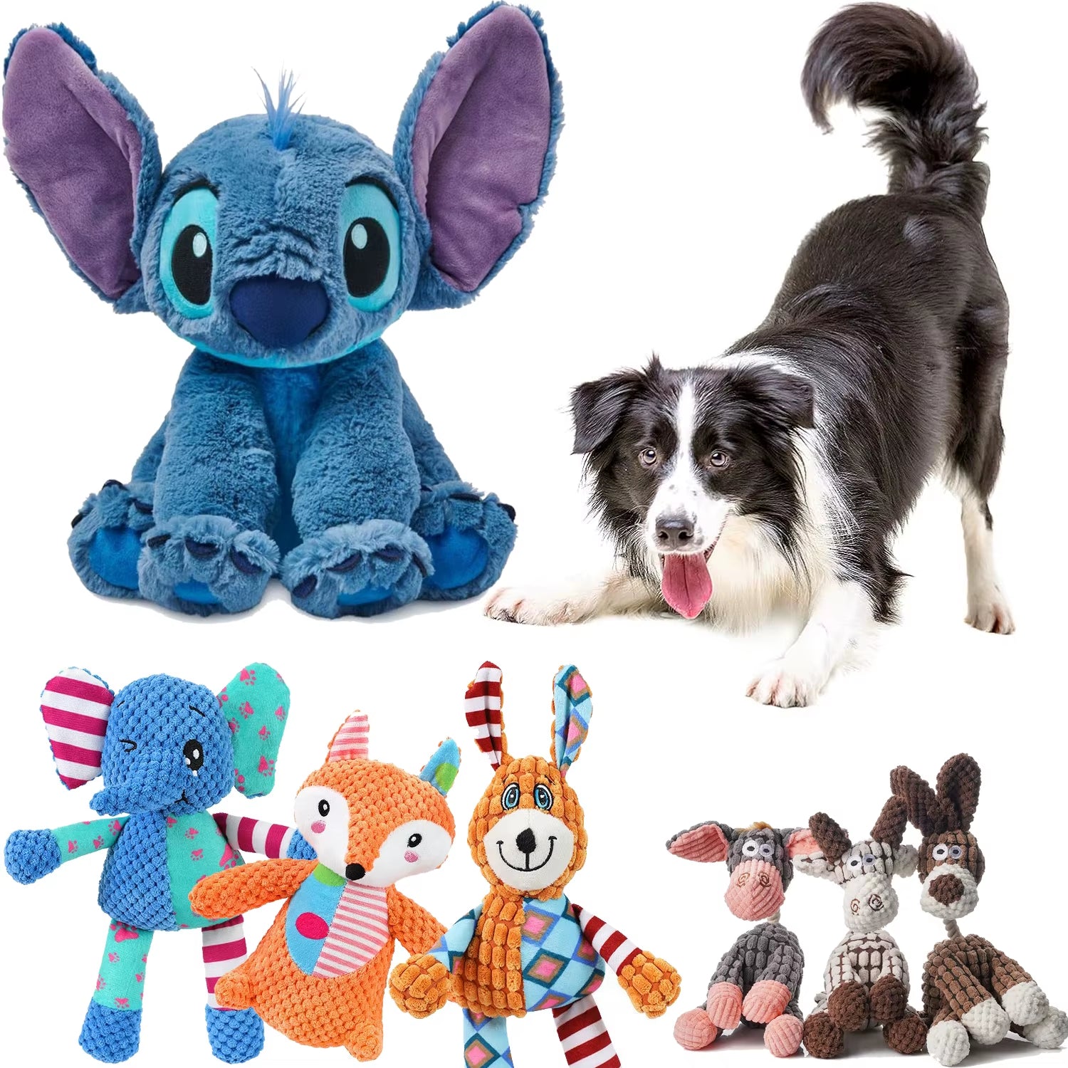 Squeaky Plush Cat Dog Puzzle Toys Puppy Animals Bite Chew Interactive Toys Cute Soft for Pet Teeth Cleaning Small Medium Dogs